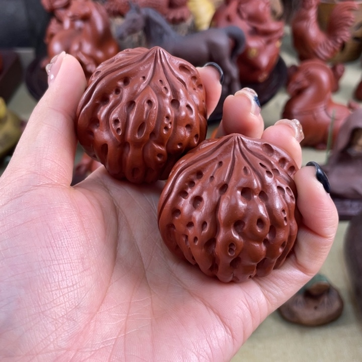 茶宠紫砂紫砂核桃一对