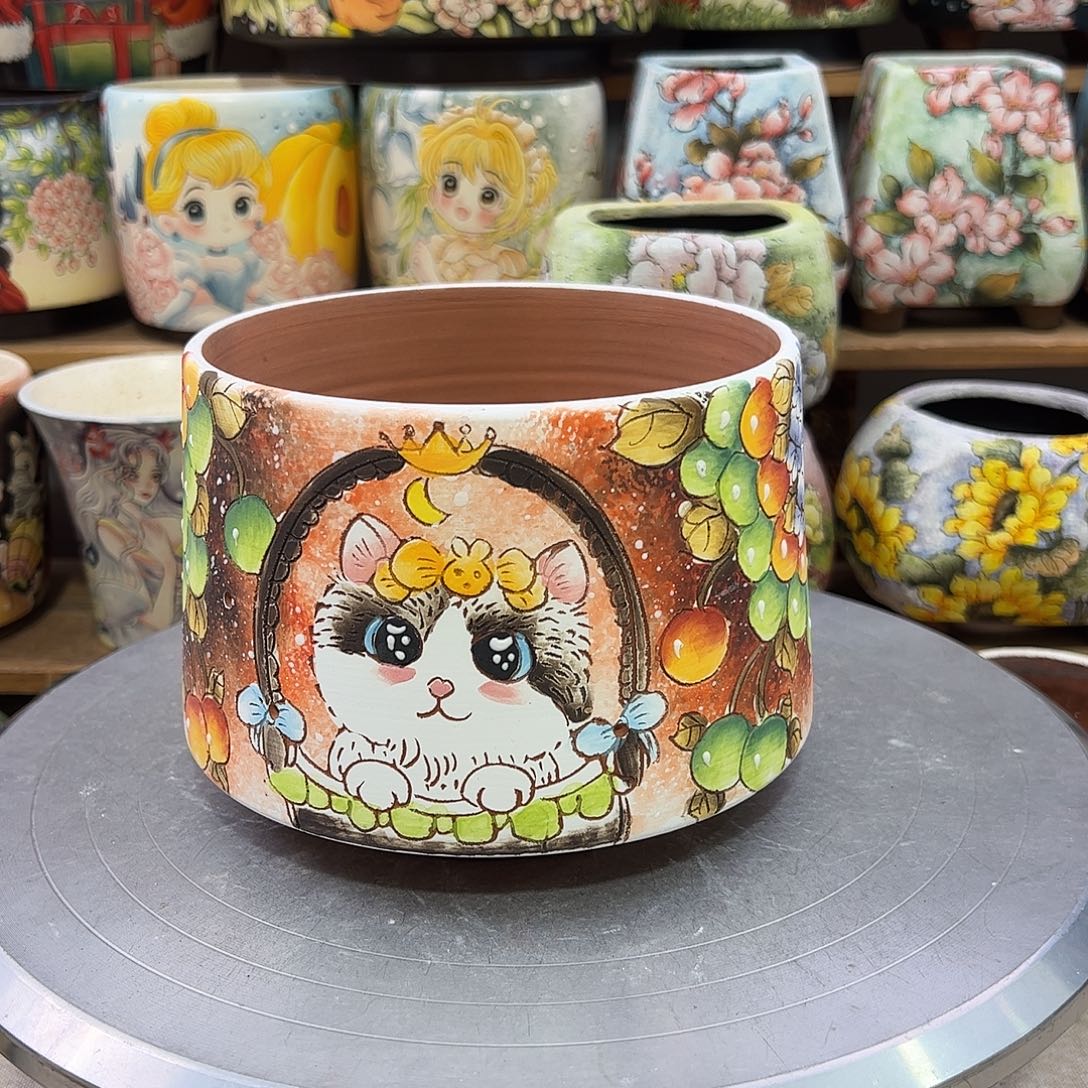 白****景德镇炫彩手绘口14