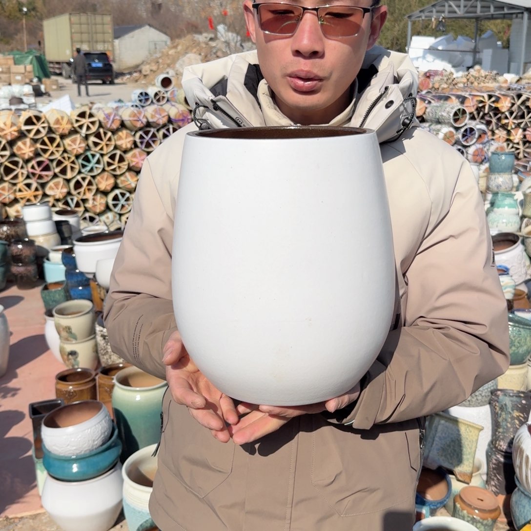 紫砂花盆口21高28.5（一个蛋壳白色