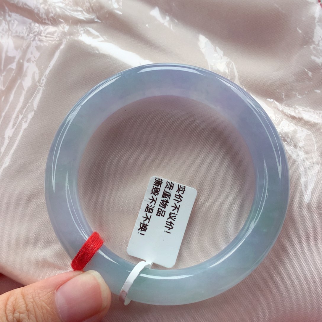 翡翠手镯（圆镯）未镶嵌糯冰莫奈花园 见光不失色 喵喵