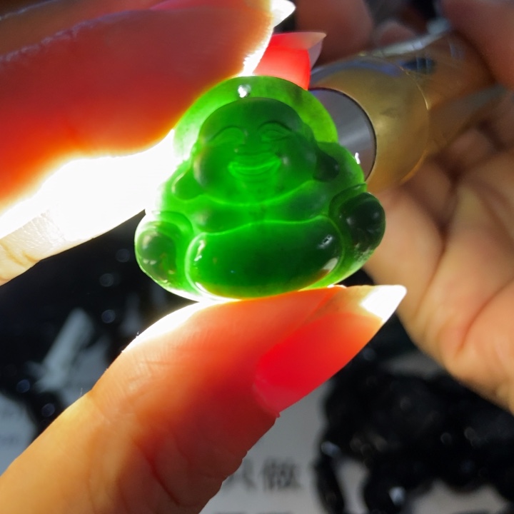 翡翠未镶嵌颈饰墨翠佛公