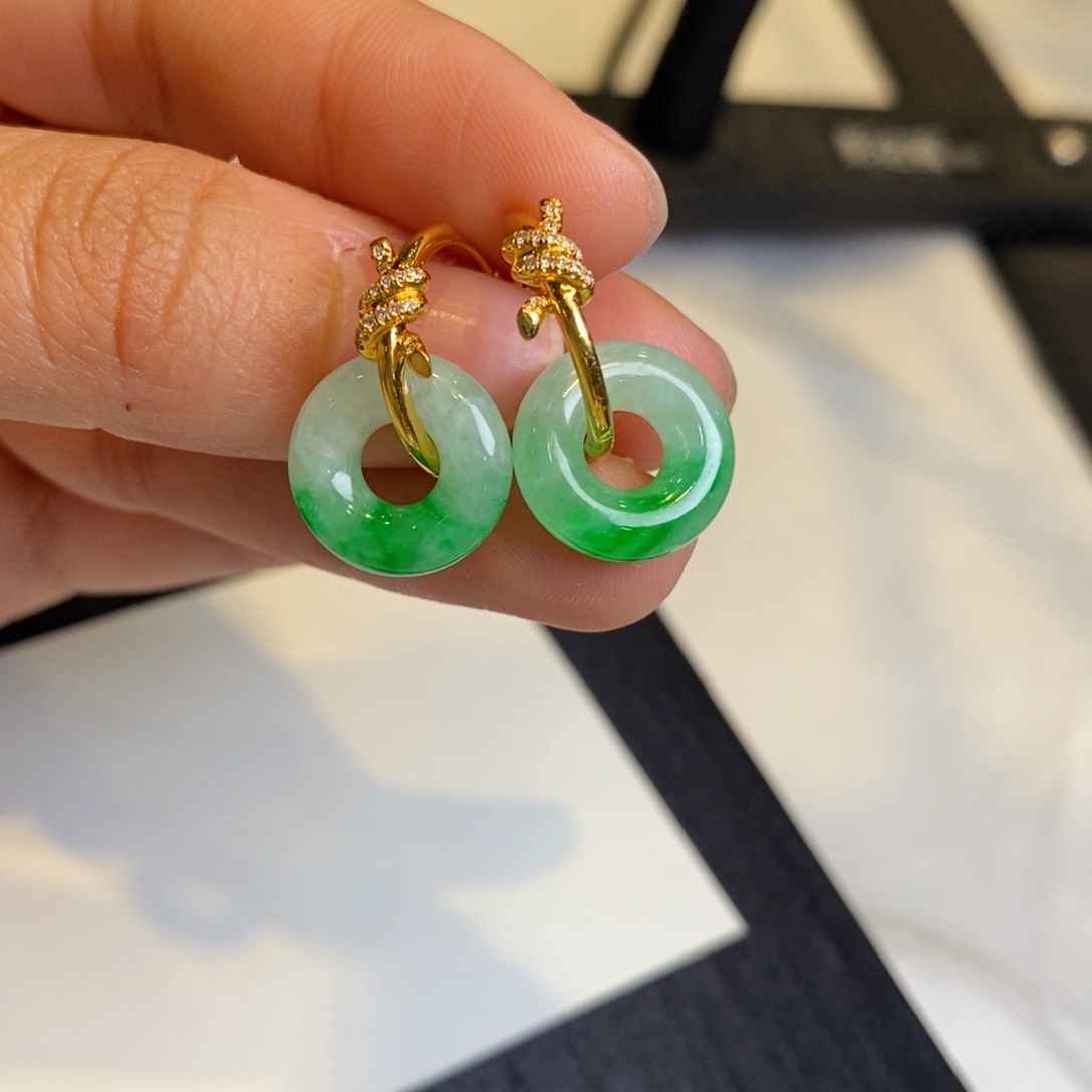 翡翠耳饰18K金镶嵌设计款耳包2980➕甜甜圈3500