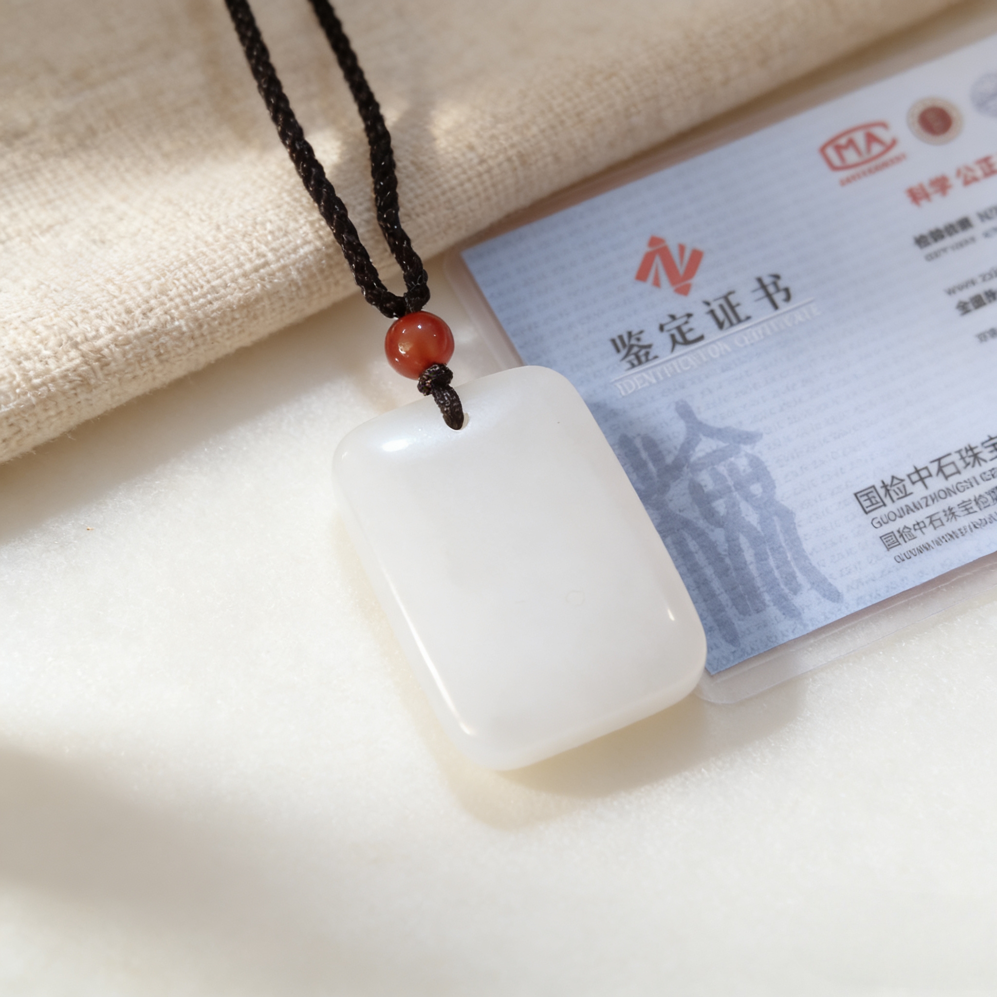 金丝白玉无事牌 多样性发其一 精品吊坠 无礼盒（带证书）AK 0013