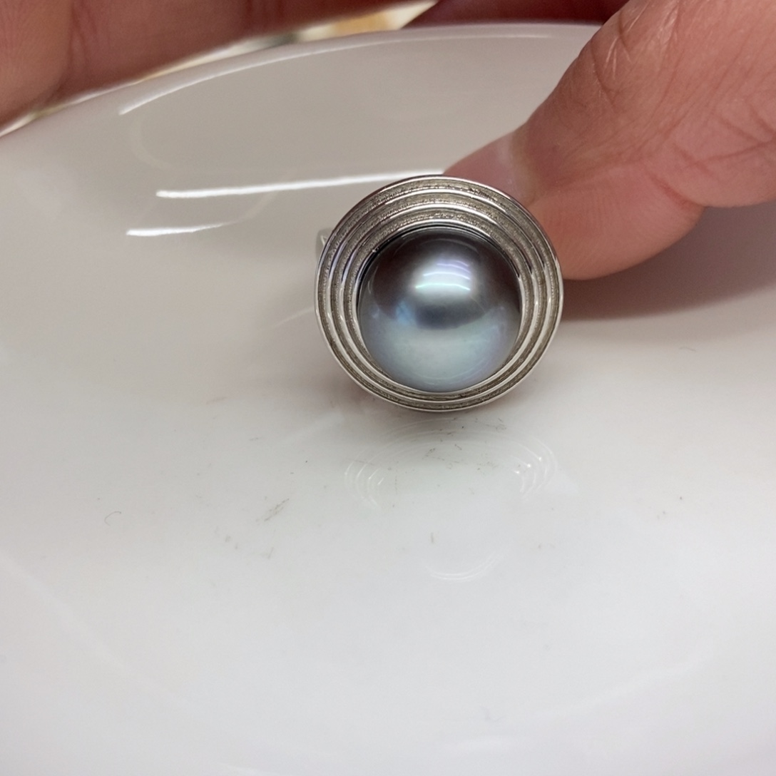 海水珍珠戒指银S925镶嵌