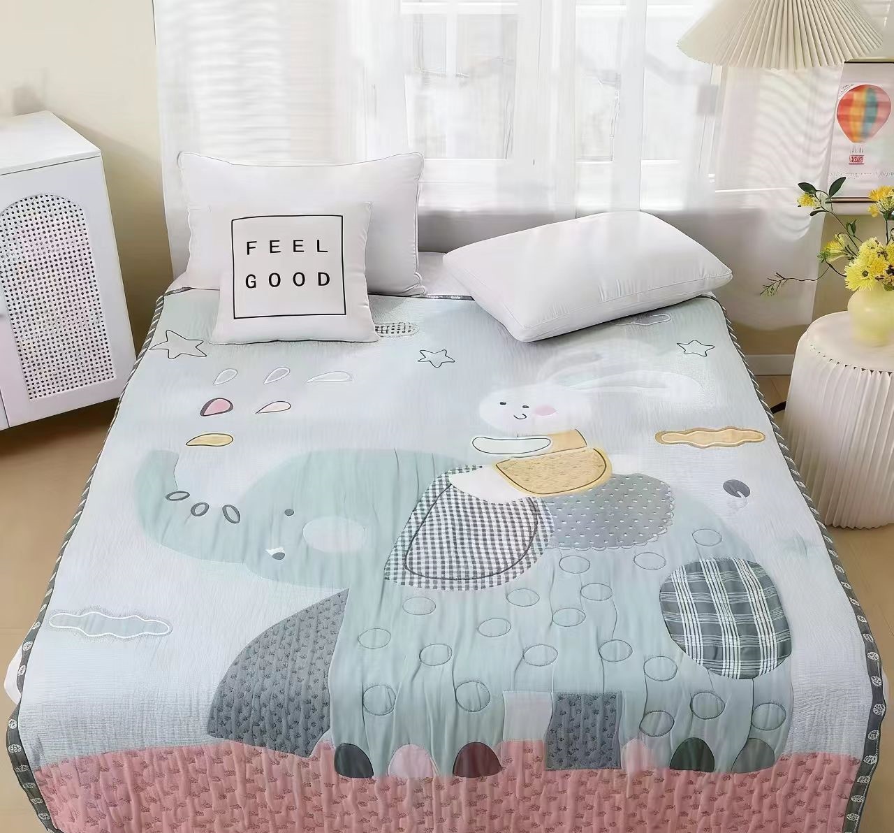 【兔子小象】150*200cm双层纱A类柔软亲肤透气夏凉被地暖被泡芙被