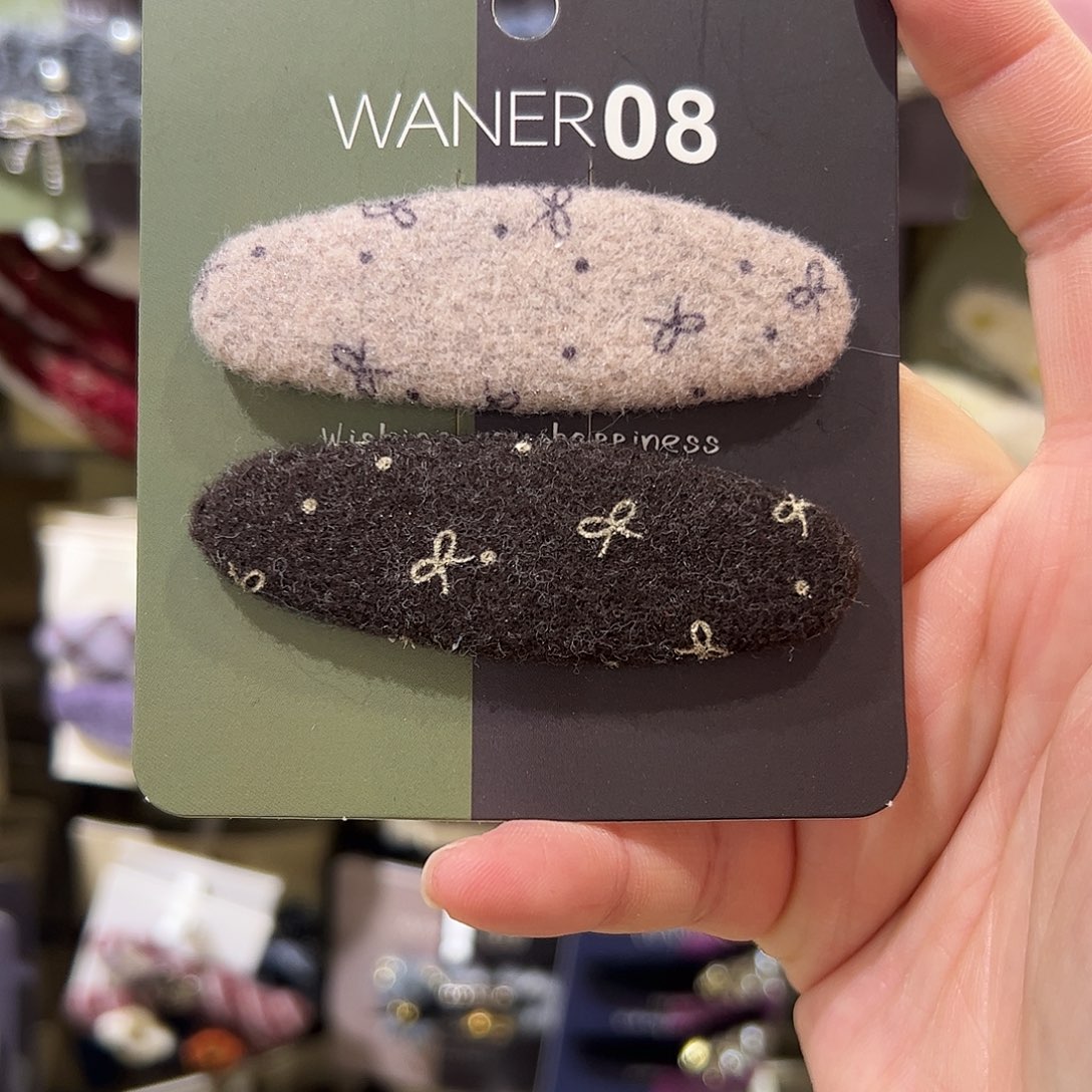 布艺非金属蝴蝶结拼色拜拜夹