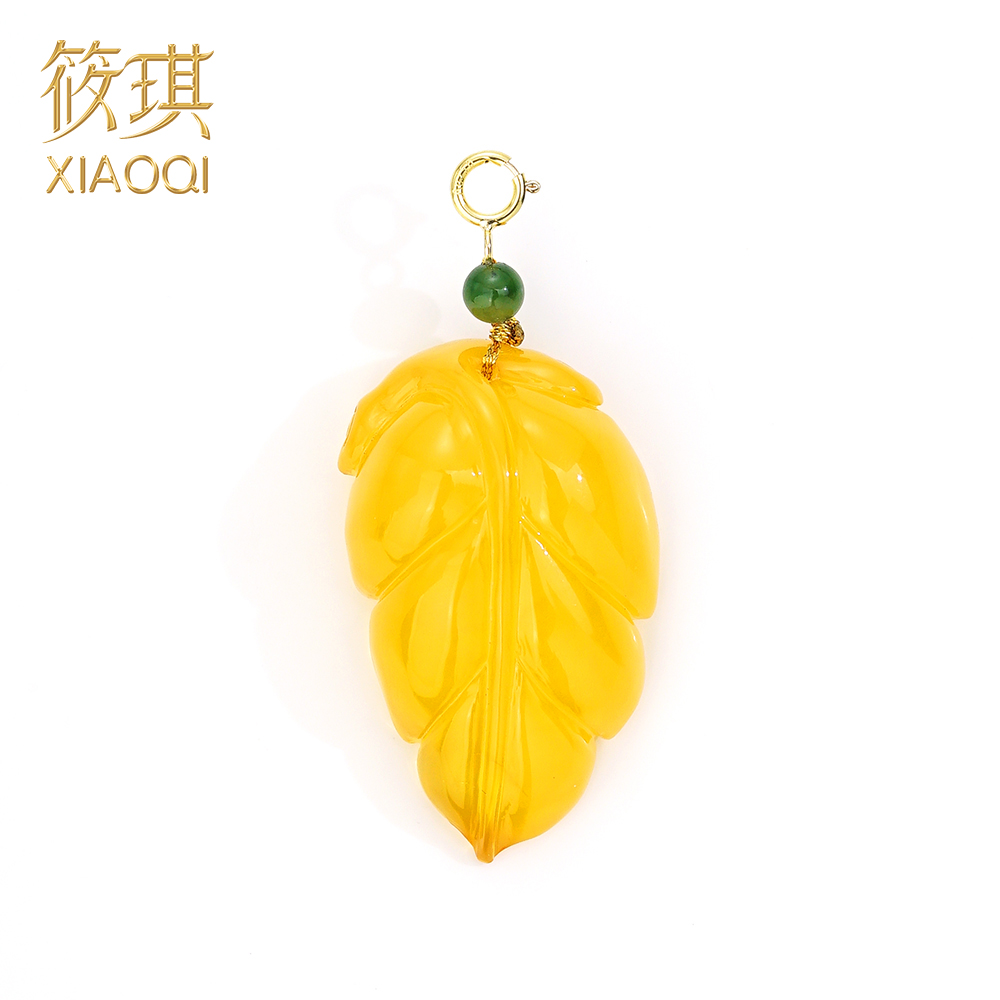 孤品18K蜜蜡叶子万能百搭扣11269
