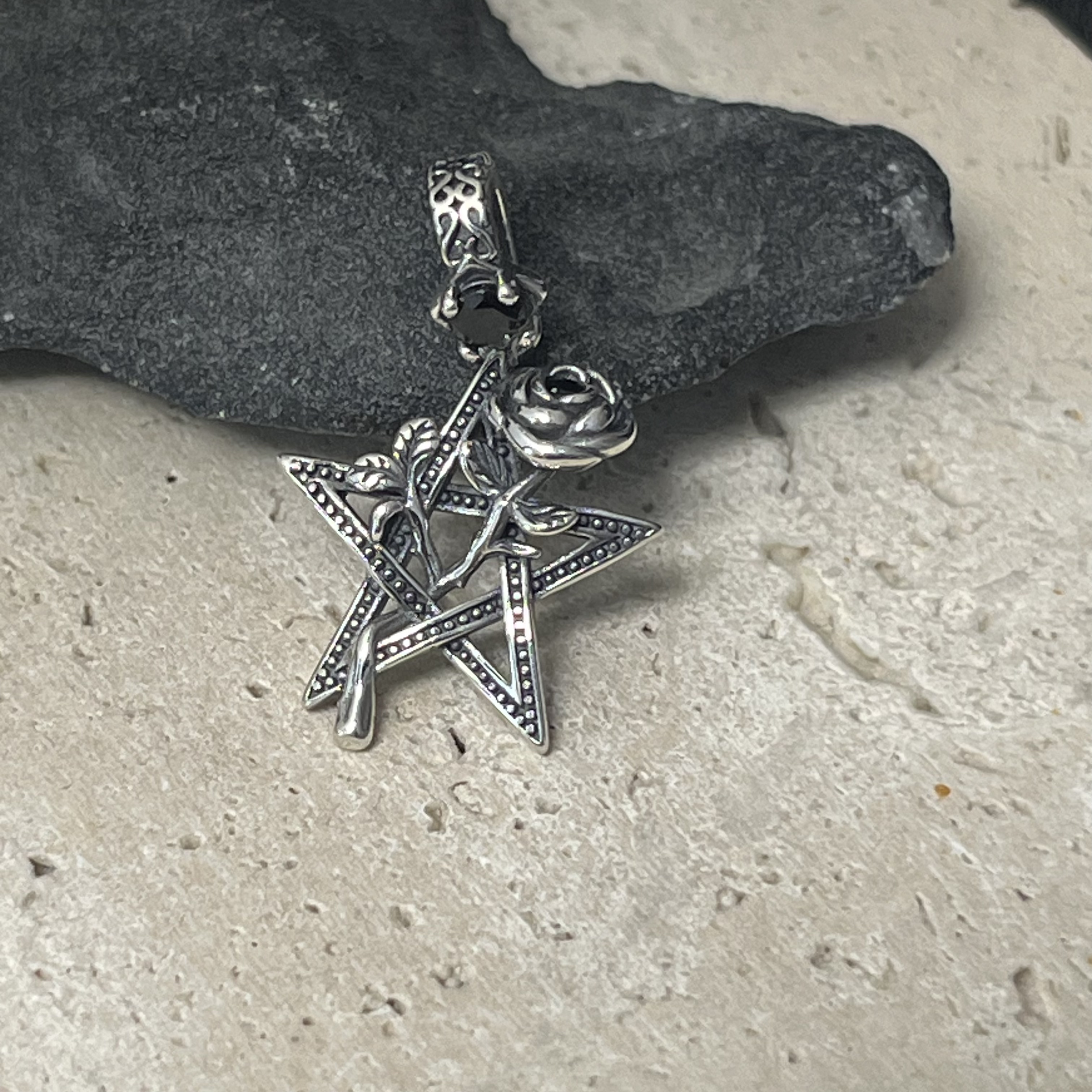 吊坠925银 立体玫瑰星芒吊坠（不含链）Y2409 时尚百搭潮流