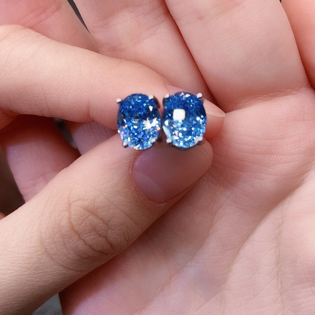 银S925镶嵌耳饰海蓝宝石