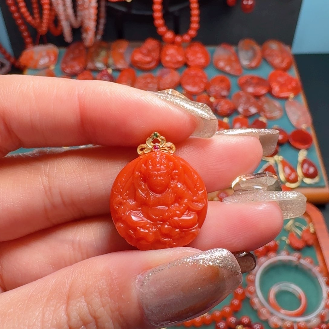 南红玛瑙南红 18K金镶嵌