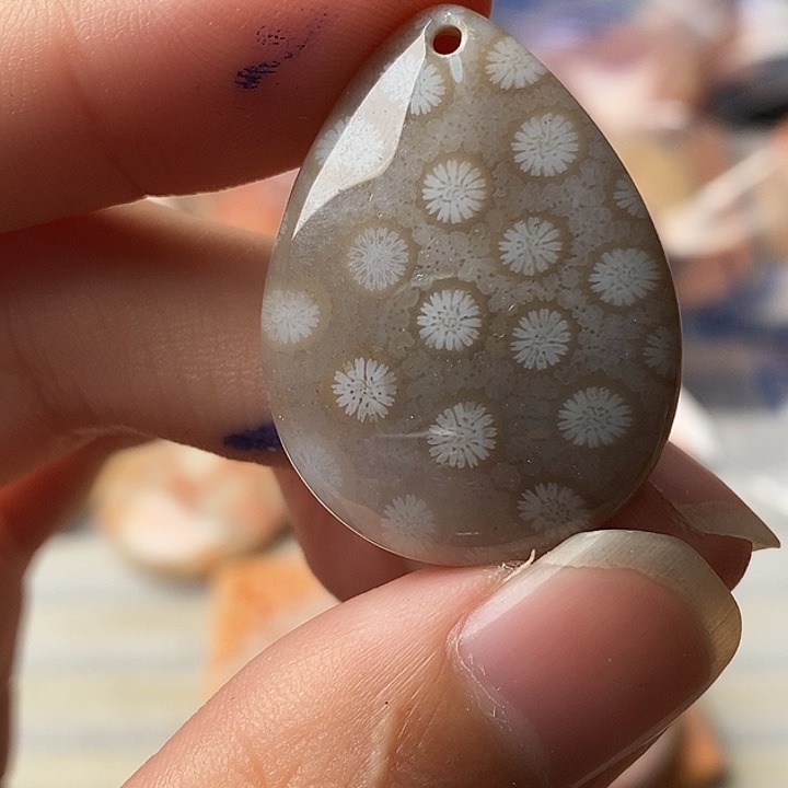 彩***鱼硅化珊瑚未镶嵌颈饰