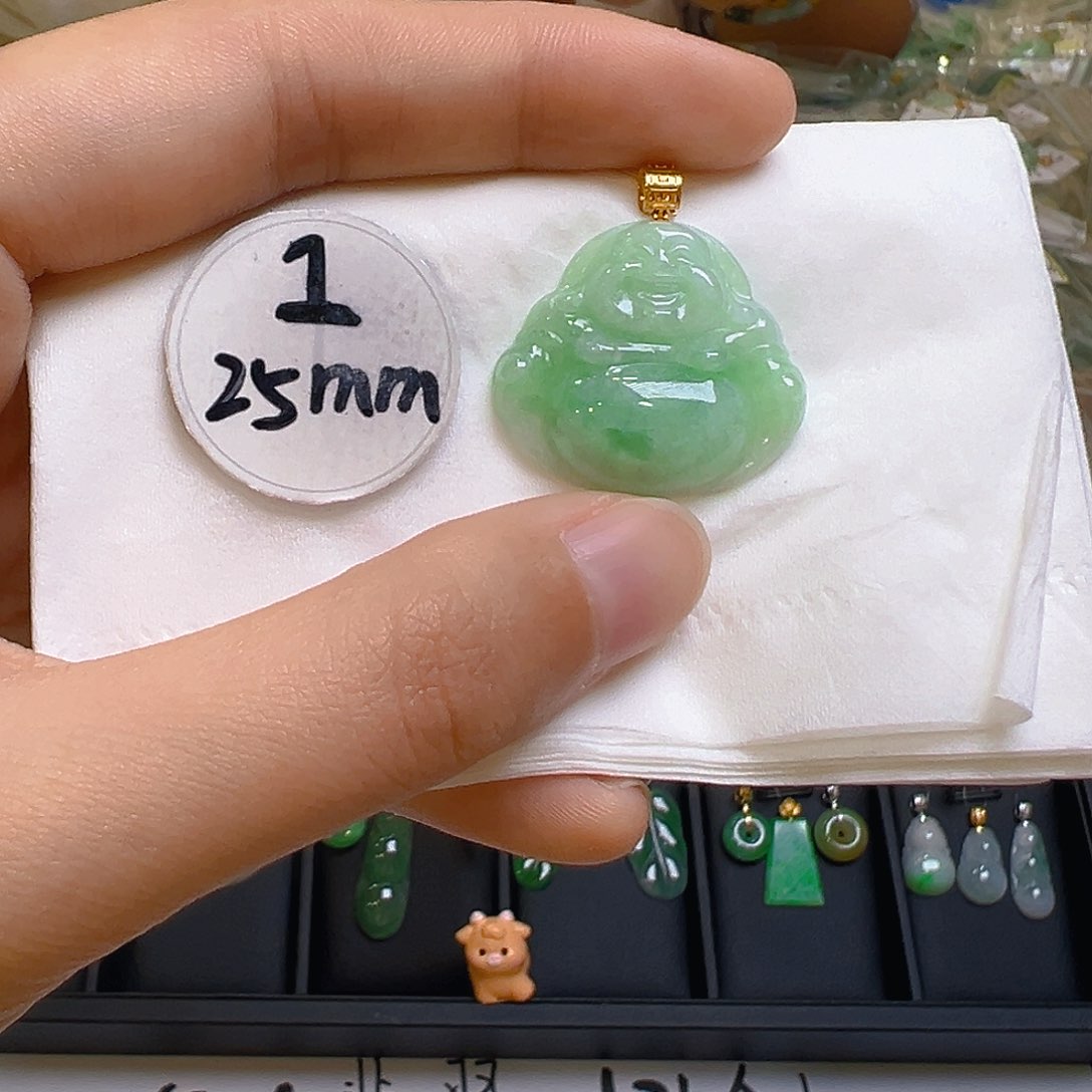 翡翠吊坠(不含链)18K金镶嵌翡翠