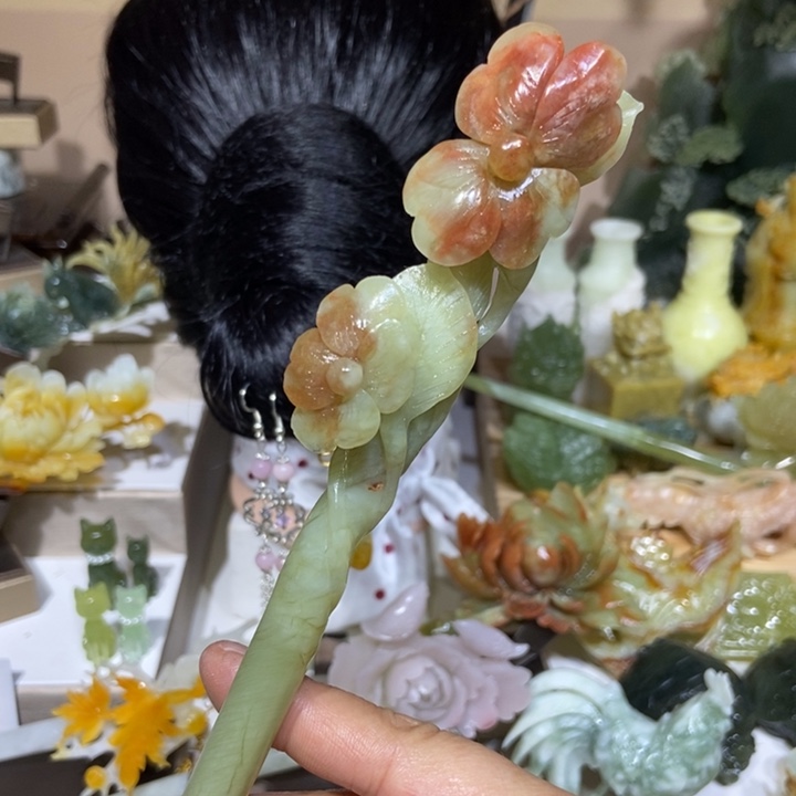 蛇纹石玉未镶嵌发饰