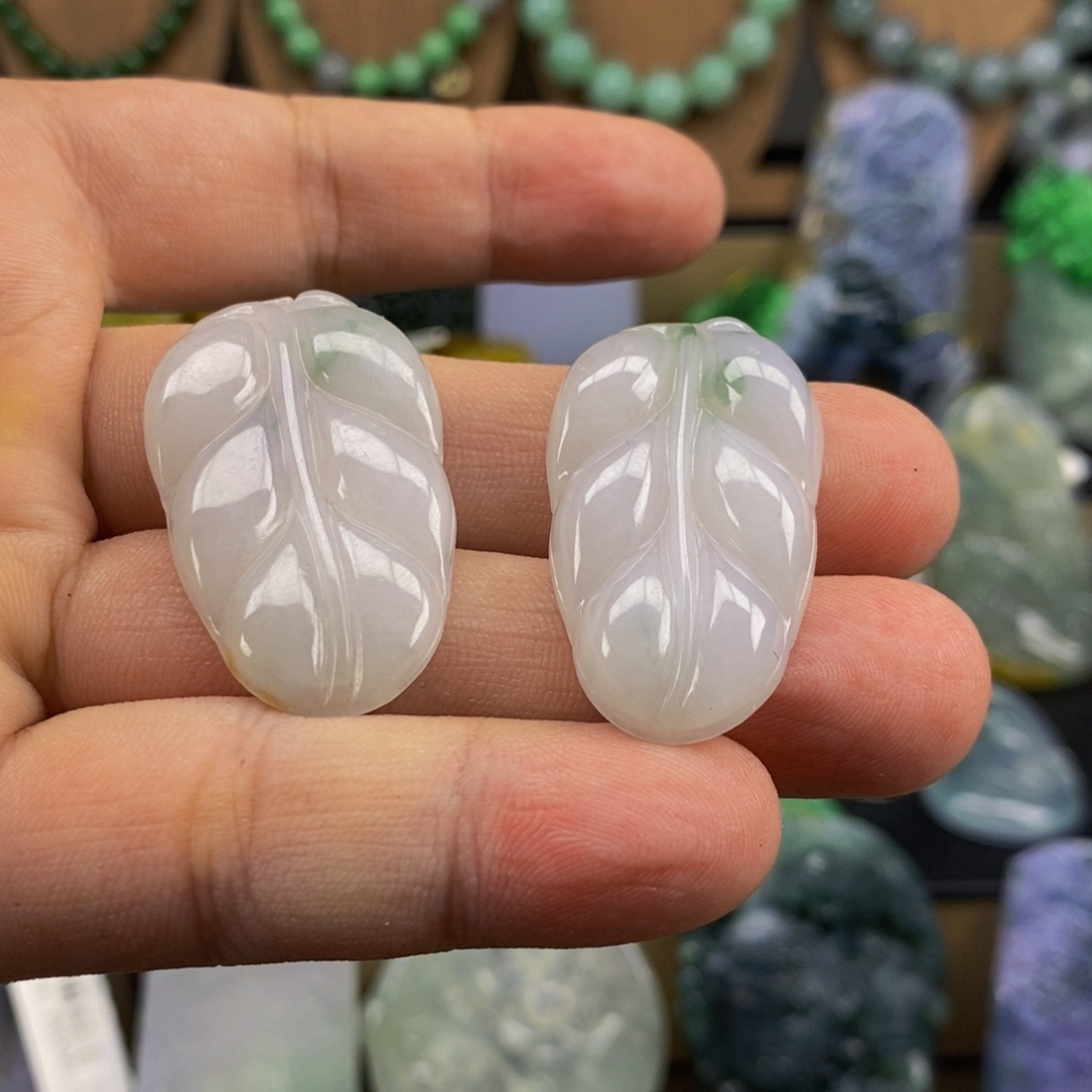 翡翠未镶嵌颈饰叶子 多样性发一