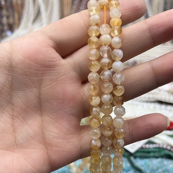 未镶嵌玛瑙/玉髓珠宝半成品一条6mm左右黄塔晶刻面