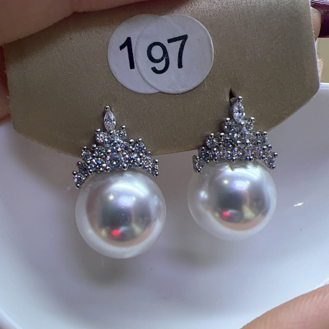 淡水珍珠耳饰银S925镶嵌