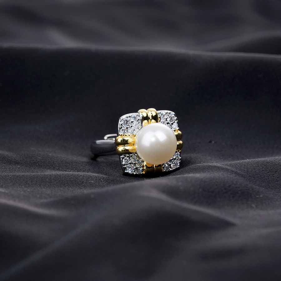 铜合金合成锆石戒指 指环白色戒指可调节开口百搭小众款-7086-3