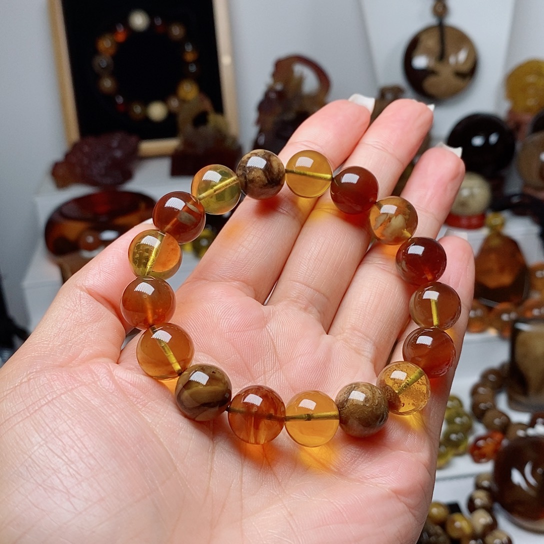 琥珀未镶嵌手串多宝