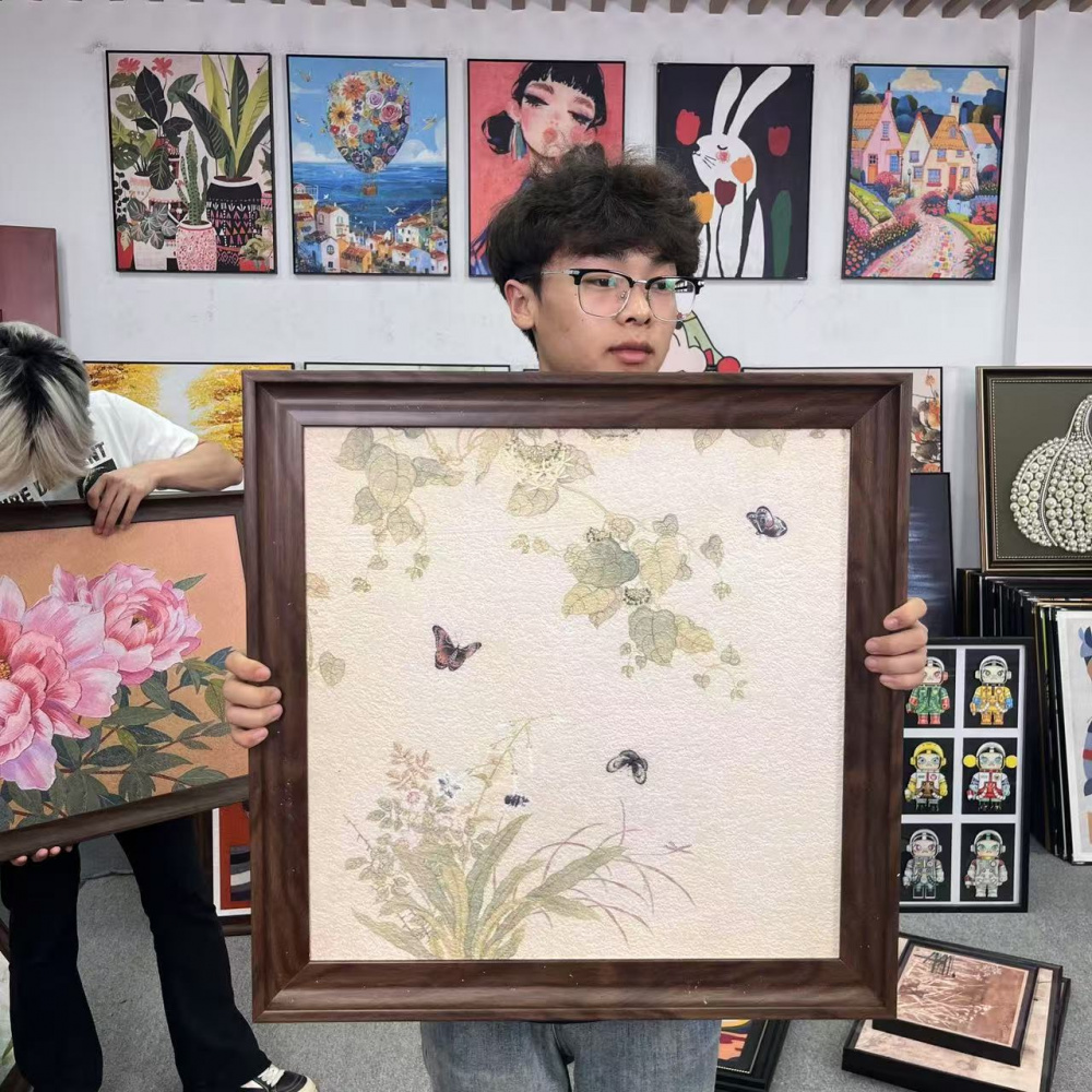 法式风客厅中式美学墙面桌面摆台小众艺术装饰画6060挂画F054