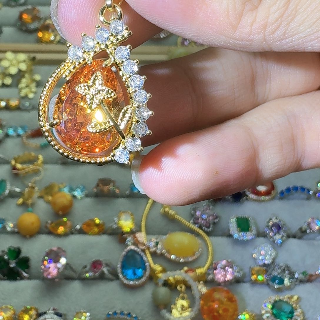 绿水晶戒指银S925镶嵌