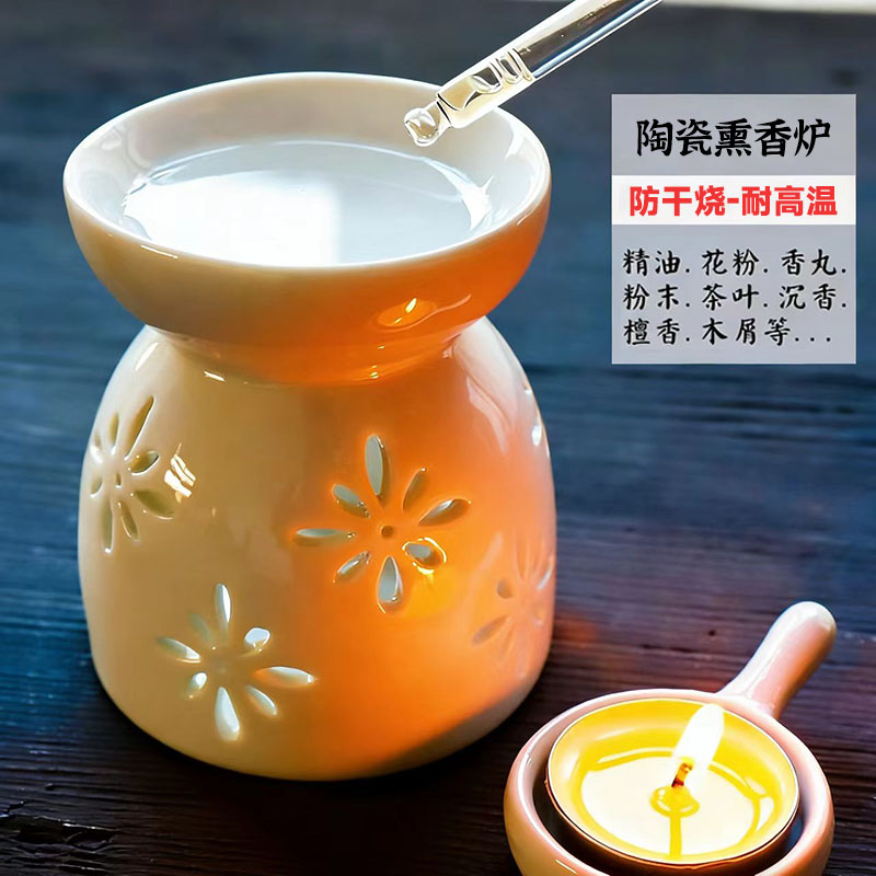 【意新沉香】复古陶瓷香薰炉室内家用蜡烛精油灯防干烧小号熏香灯