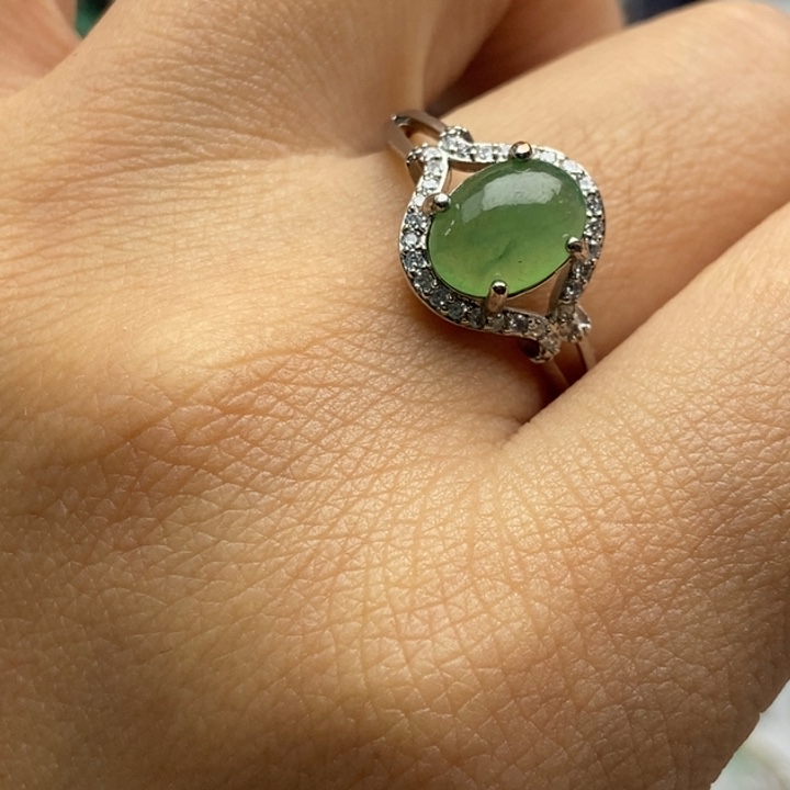 翡翠戒指银S925镶嵌戒指