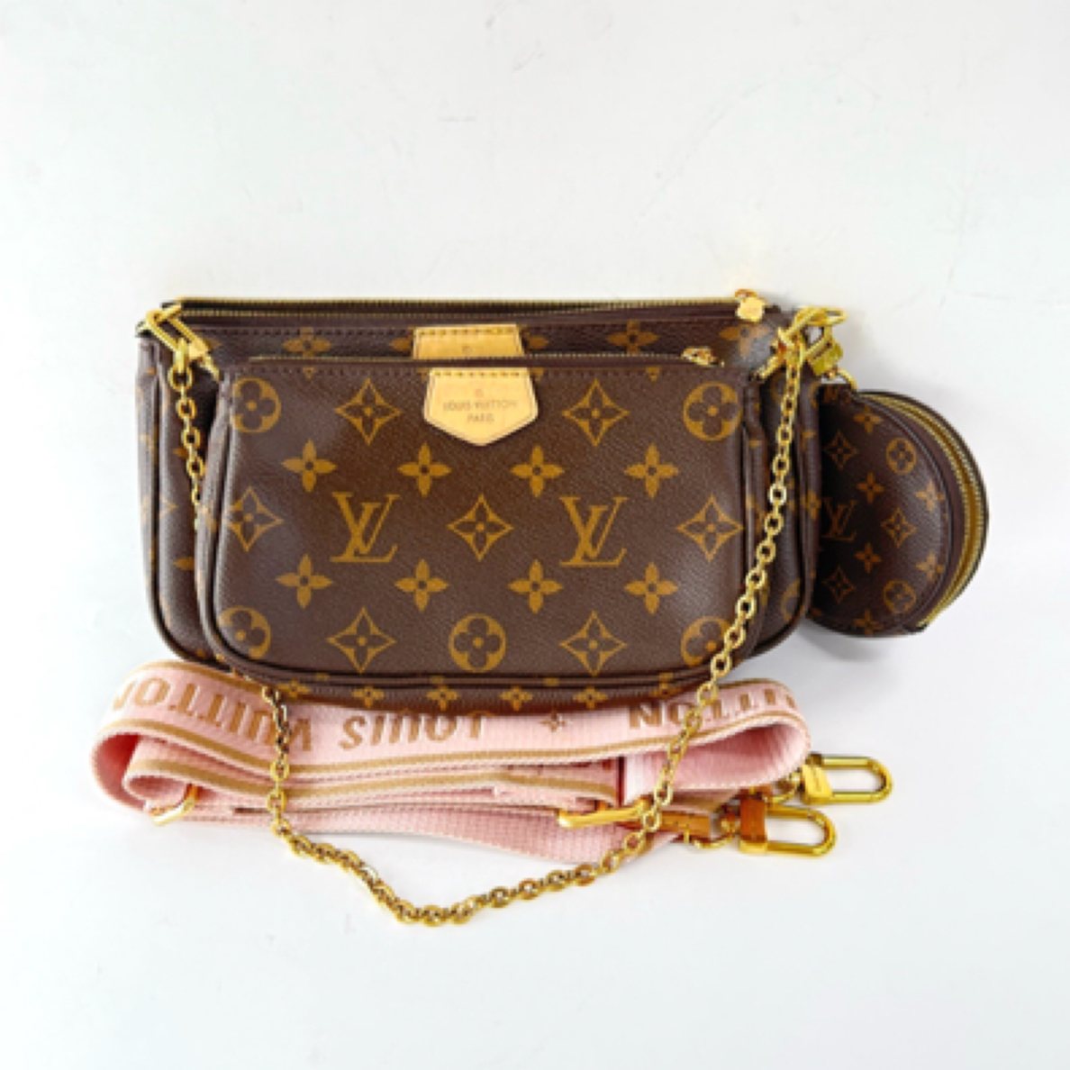 95新 LV 安洁利严选路易威登 LV粉色肩带五合一斜挎WHZ502093H 