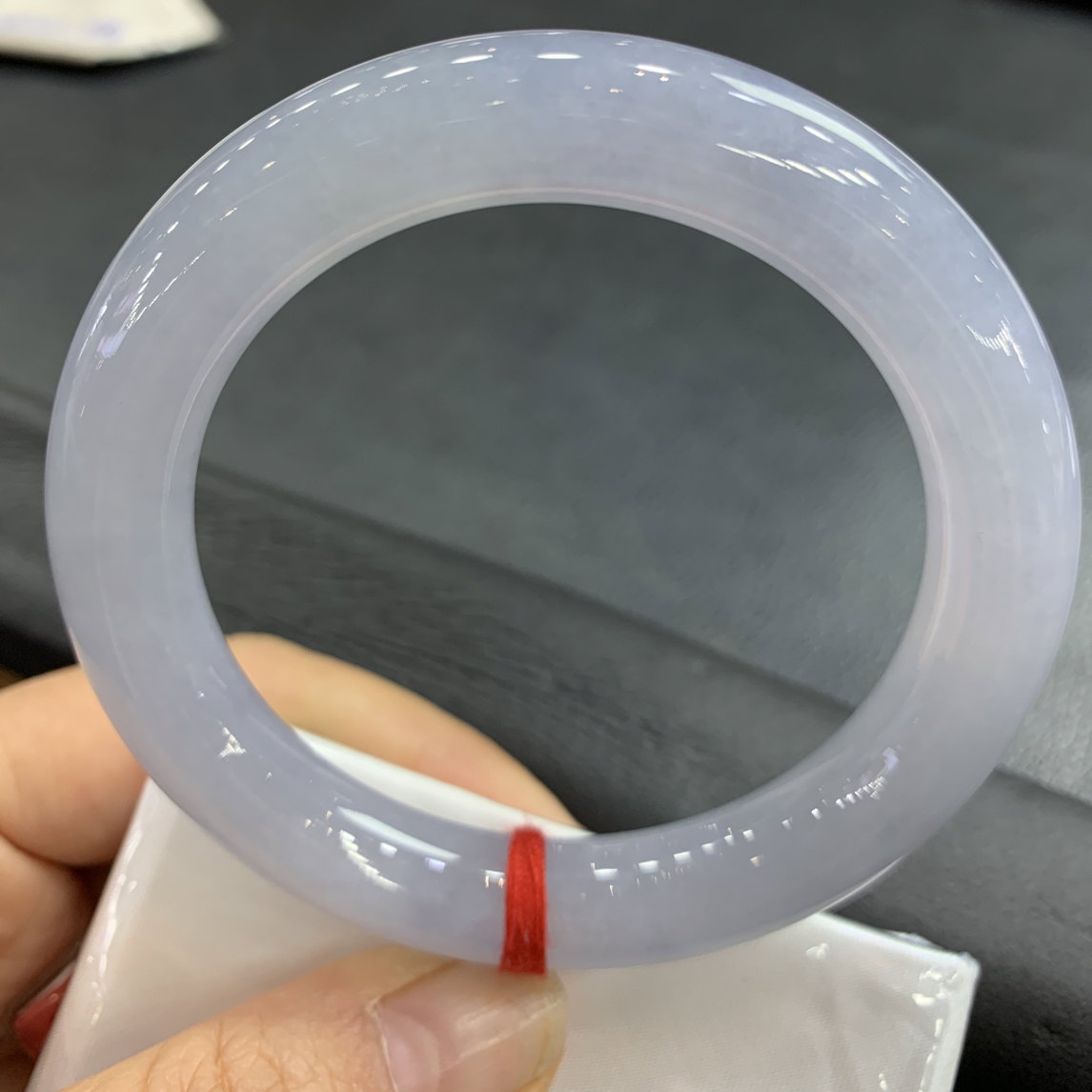 冰紫55圆条天然翡翠手镯