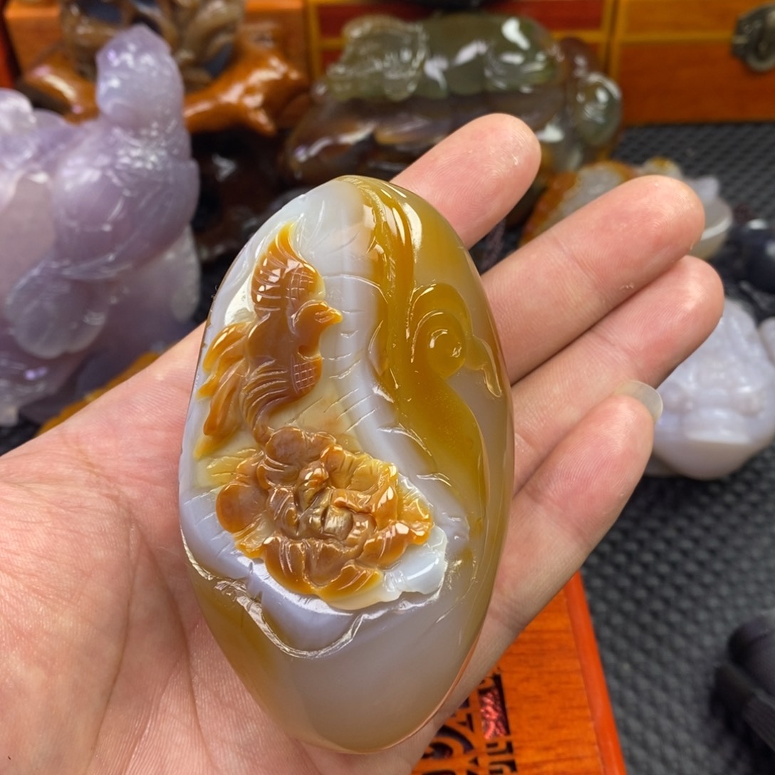 玛瑙/玉髓手把件未镶嵌用****9