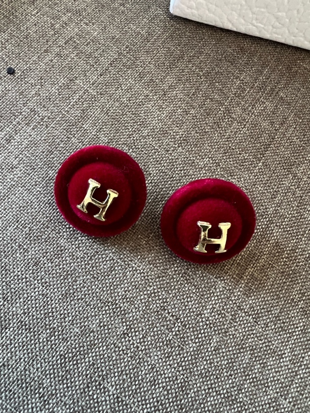 足银玻璃耳饰 S925银针新年红圣诞耳钉女个性百搭高级感耳环耳