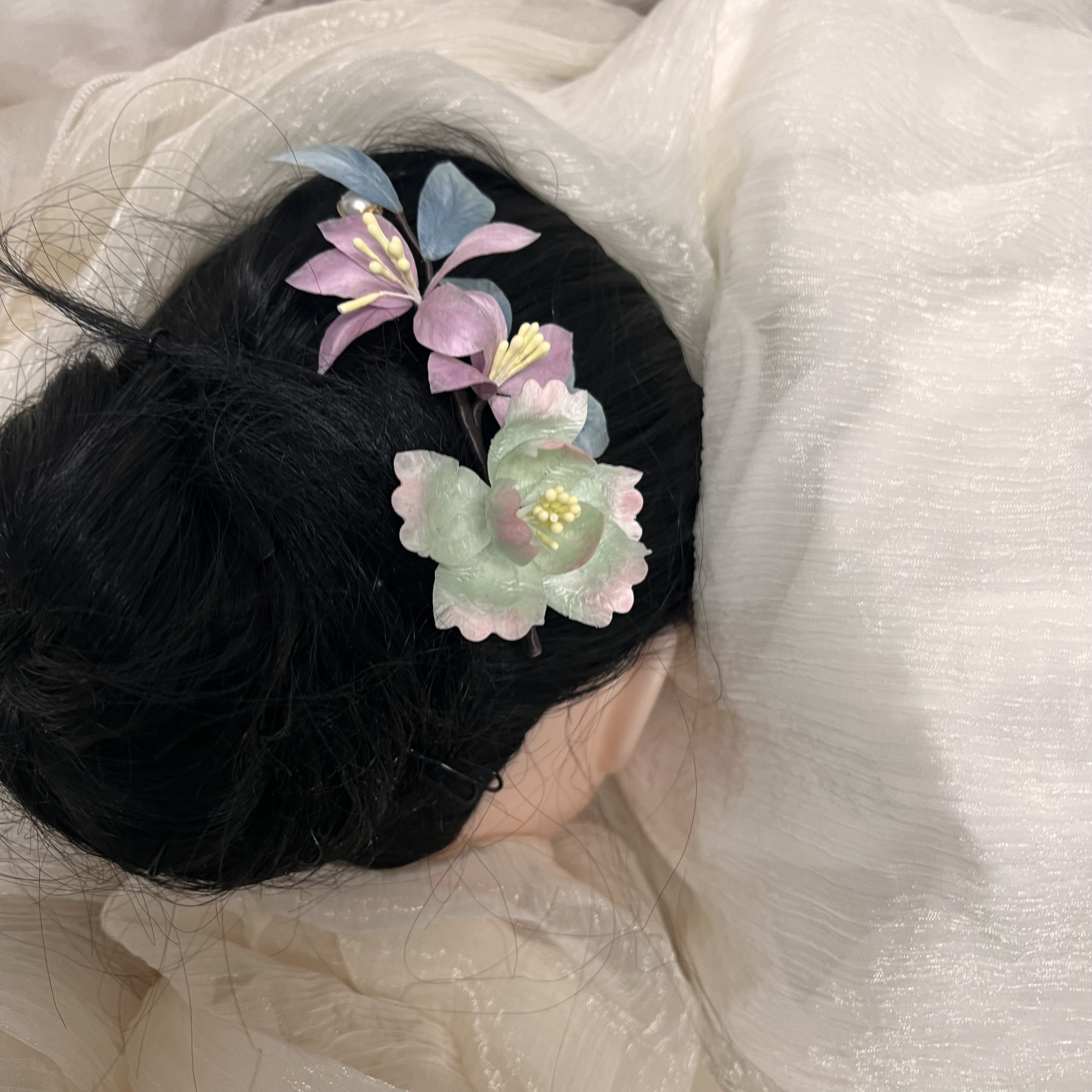 春亦归古风发饰绒花发簪 手工制作默认微瑕