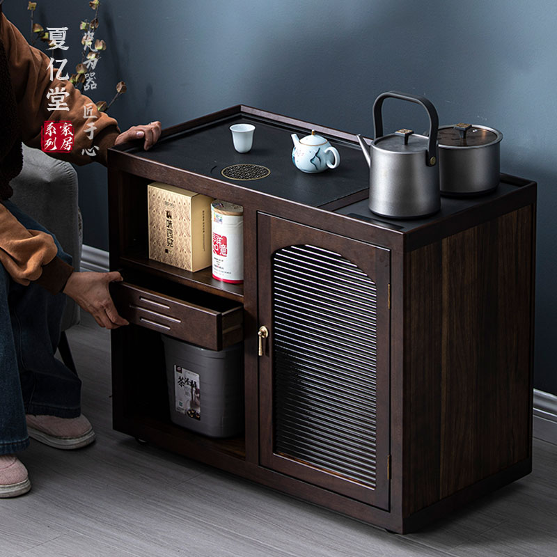乌金木移动小茶桌实木烧水壶一体泡茶台客厅全自动茶水柜烧水茶几