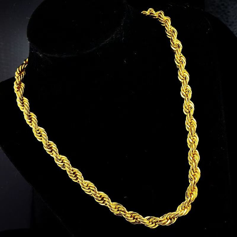 链子足银 经典麻绳项链气质中古百搭时尚复古