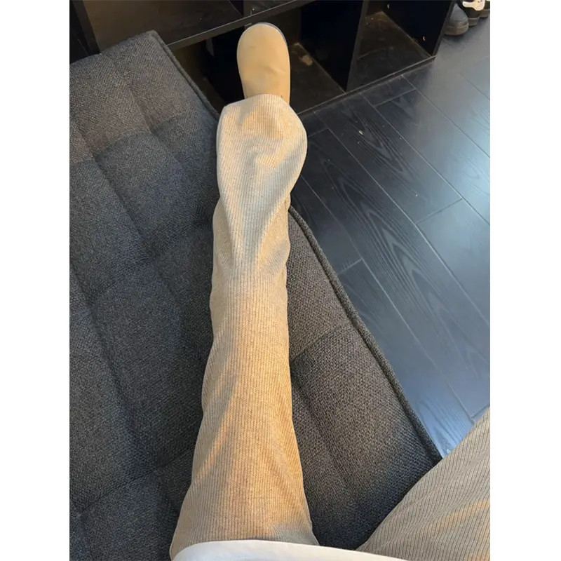 美式慵懒风休闲裤子男秋冬季加绒加厚垂感直筒裤松弛感阔腿运动裤