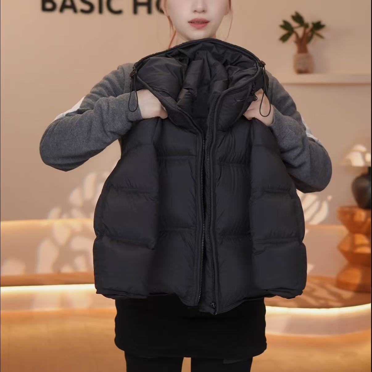 【狒狒】冬季儿童韩版时尚双倍充绒加厚连帽白鸭绒连帽羽绒服