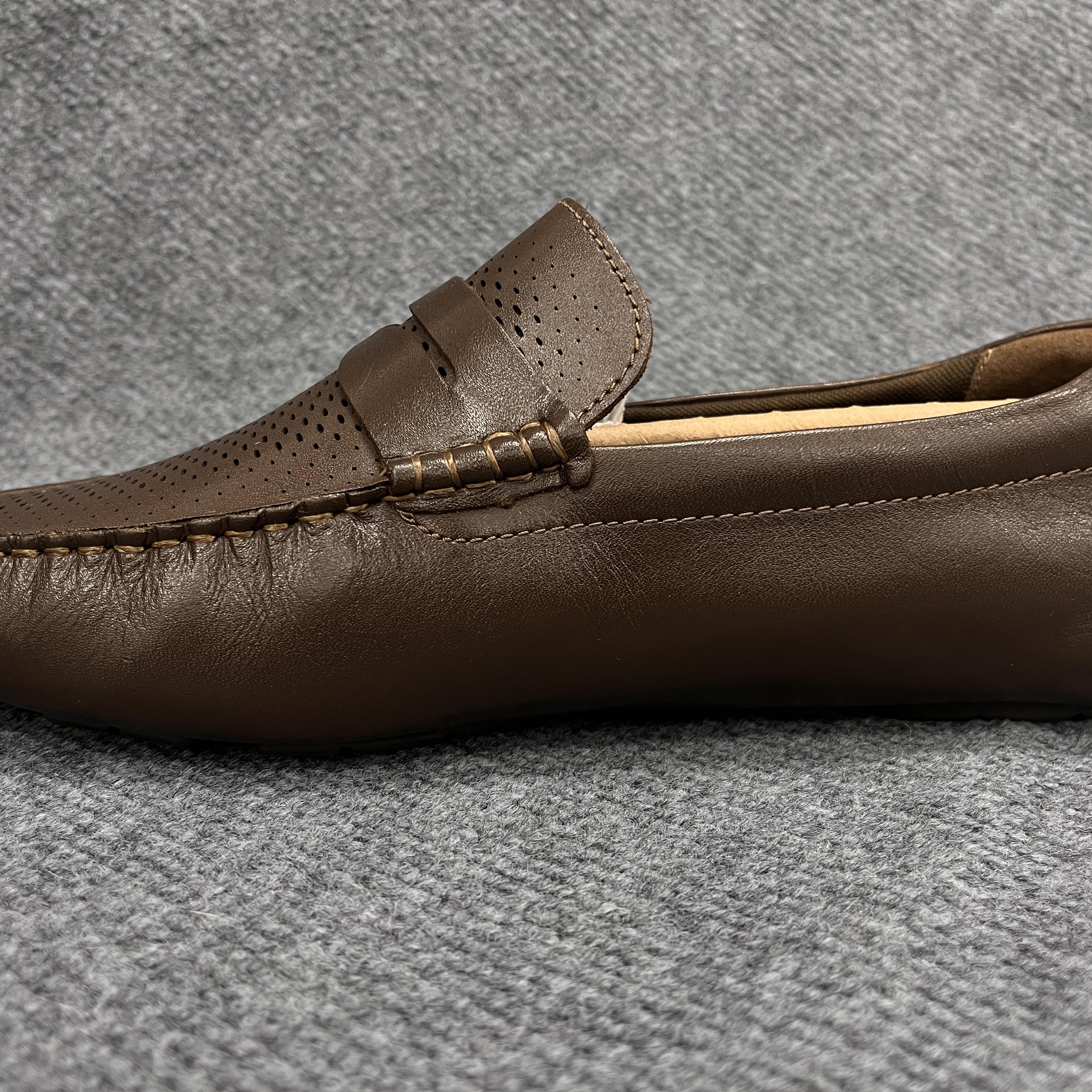 默认微瑕-CH（M常规版）男款棕色打孔牛皮休闲透气豆豆鞋-C37214