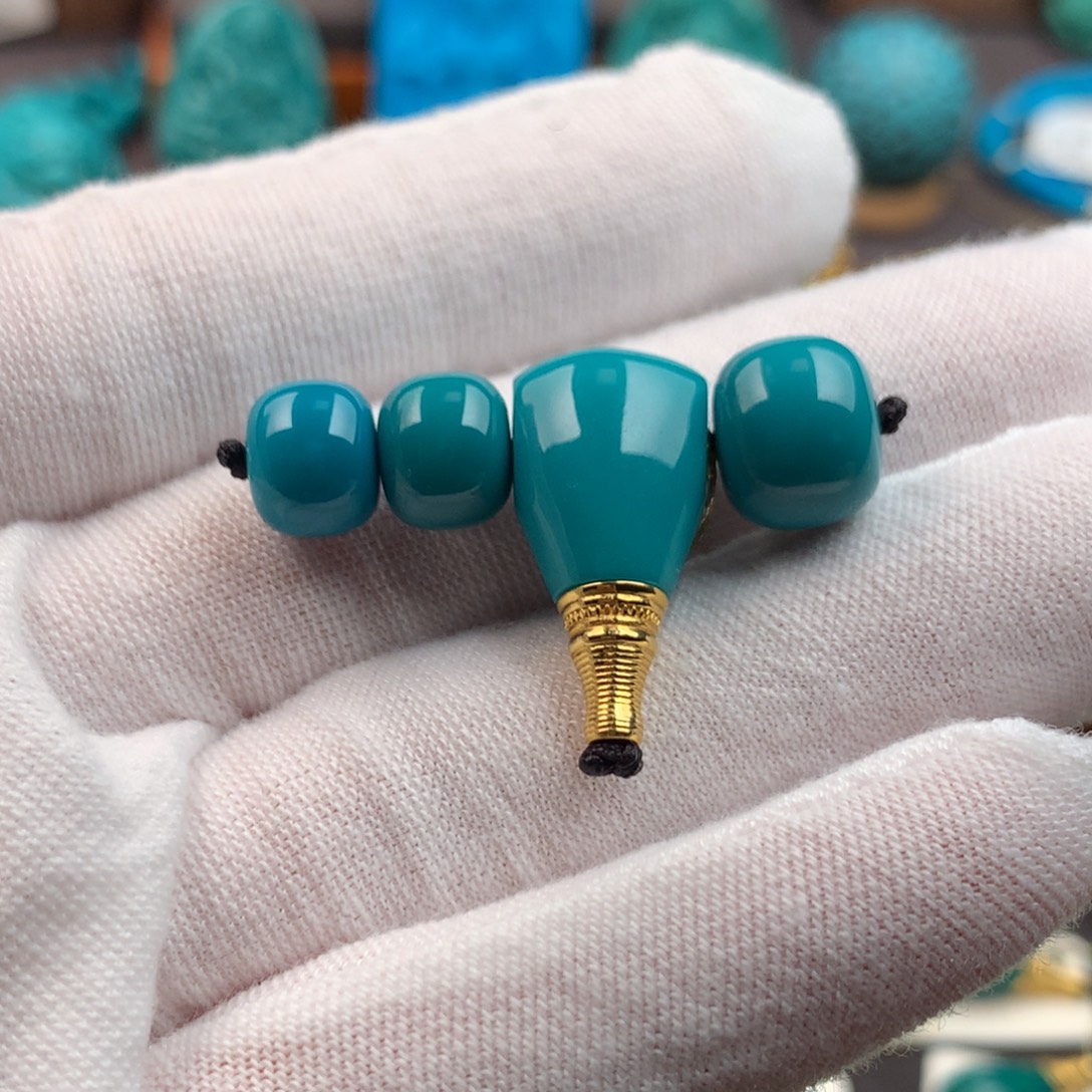 绿松石18K金镶嵌发饰8+10mm