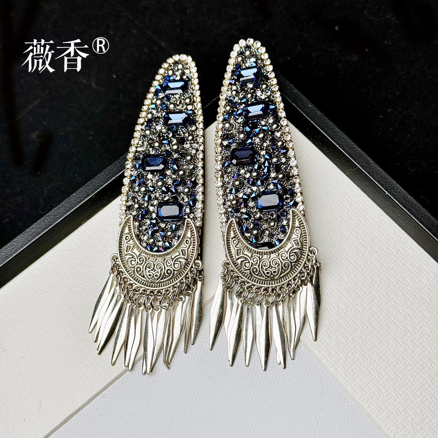 weixiang/薇香210古风发卡女法式边夹发饰发夹气质轻奢流苏通勤