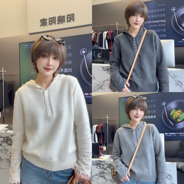 韩版连帽针织衫时尚百搭毛衣96018