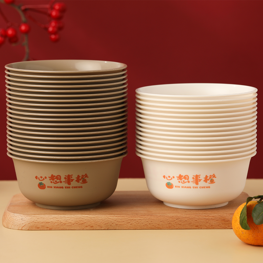 稻壳一次性碗酒席餐具加硬耐高温家用一次性餐碗一次性碗筷加厚