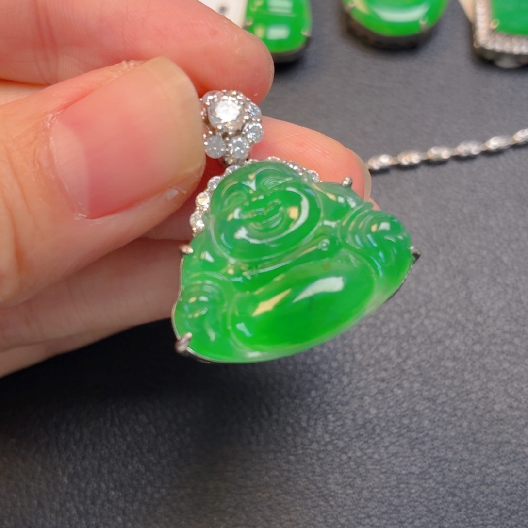 翡翠银S925镶嵌吊坠(不含链)