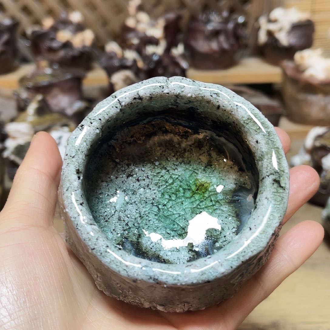 杯柴烧粗陶手捏杯