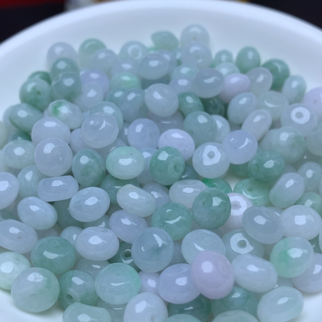 【闪购商品】翡翠手链未镶嵌卡5.1乘7.8冰鼓珠40个