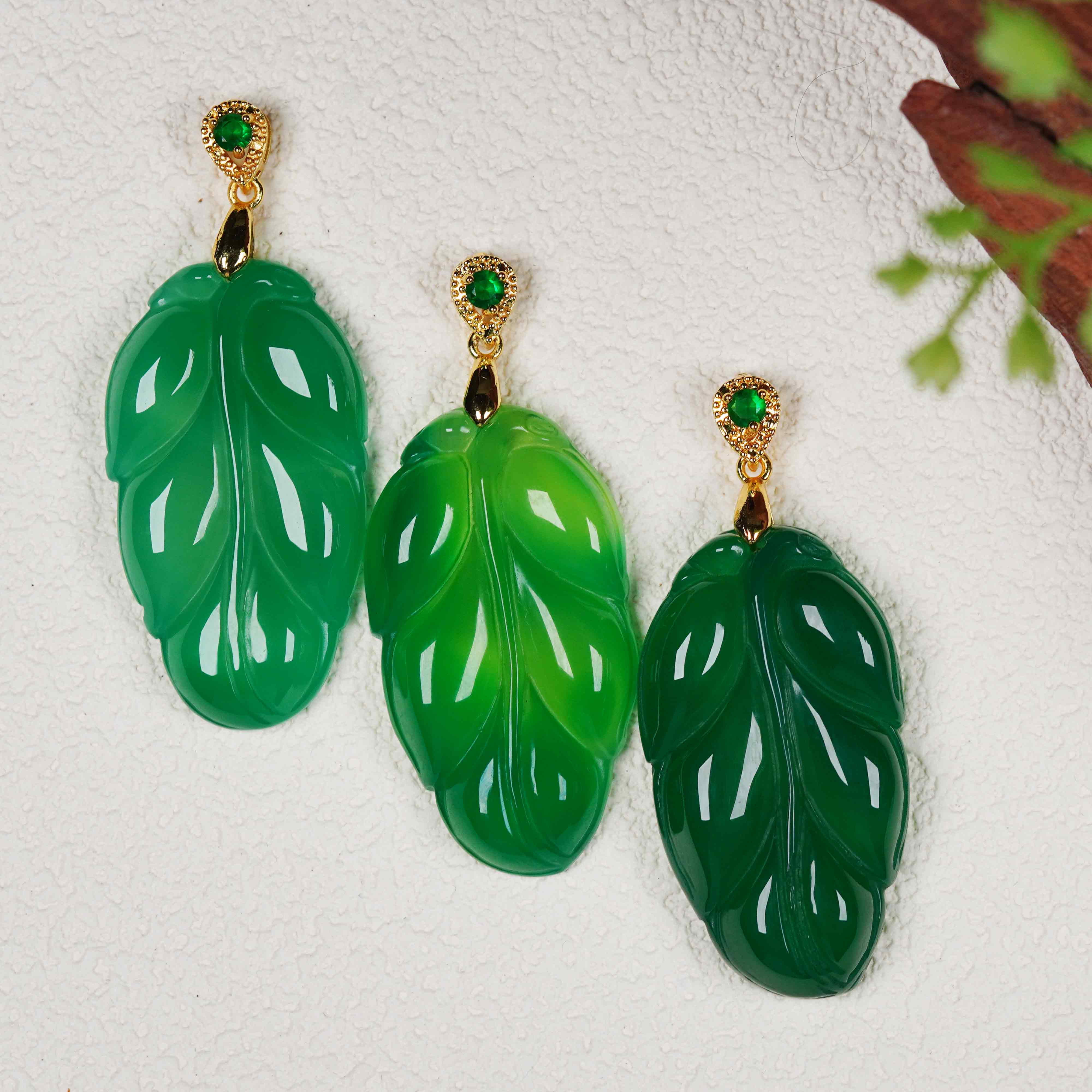 天然玉石保真 热款爆卖 时尚 YZH06 珠宝叶子吊坠 多样性发其一