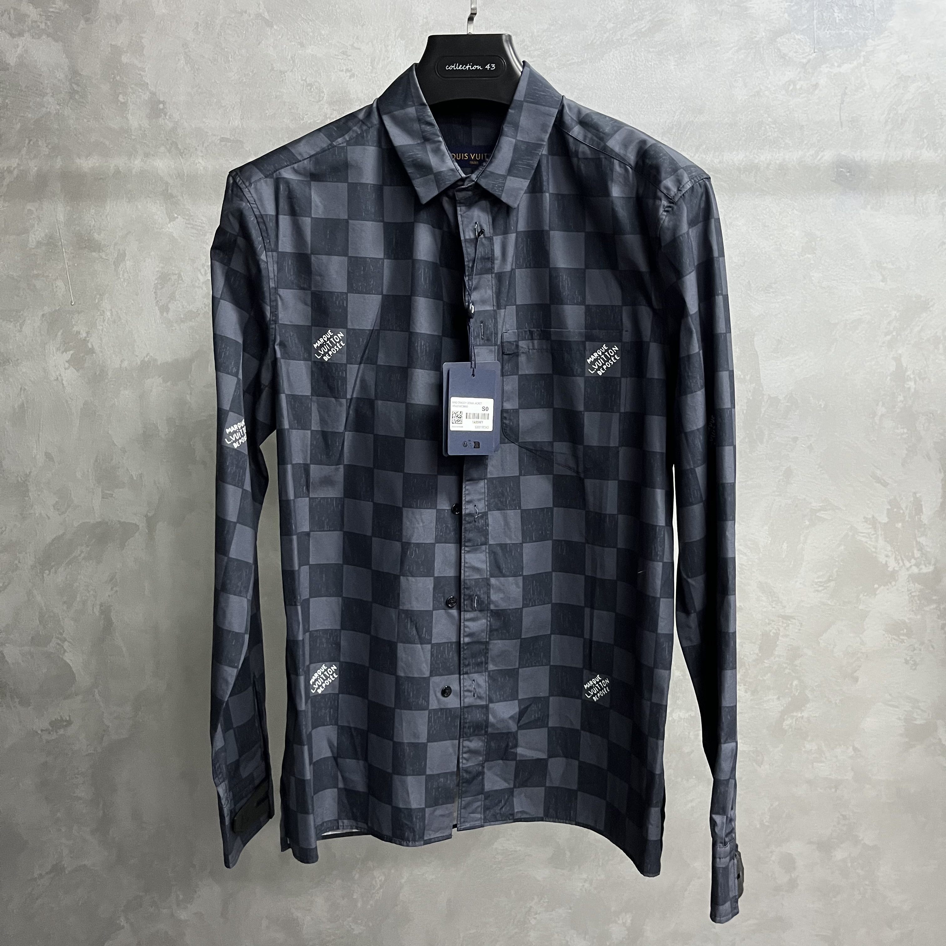 未使用 LouisVuitton/路易威登 黑色格子单排扣长袖衬衫/s