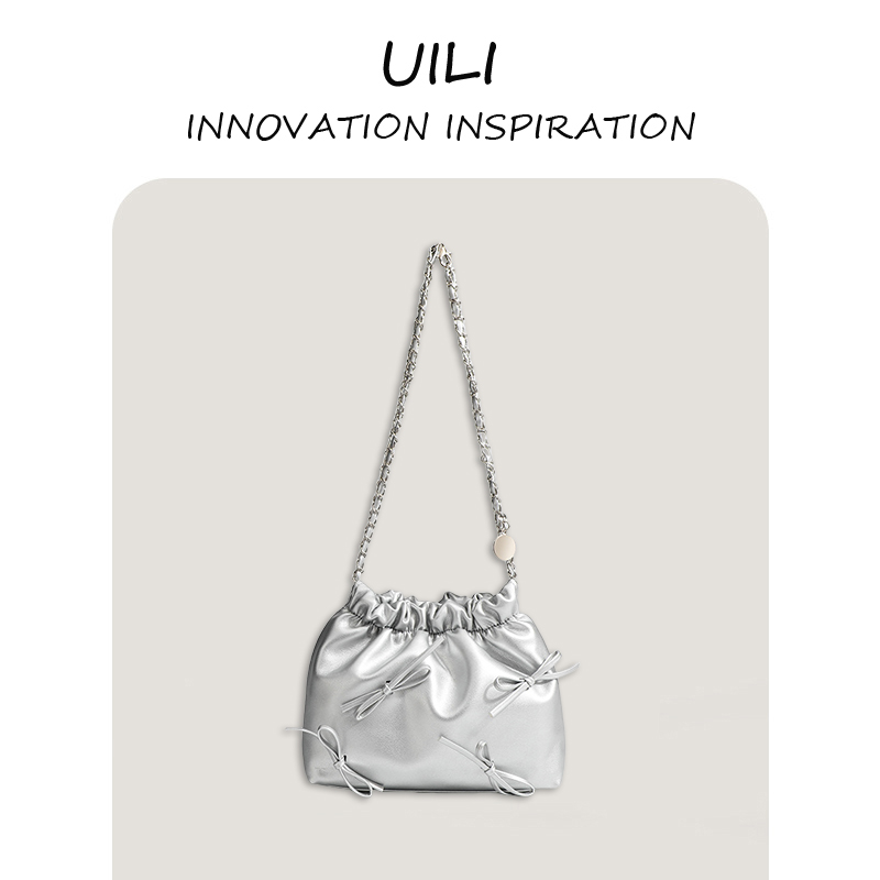 2025新款潮感银色链条结水桶包百搭大容量时尚通勤单肩斜挎包