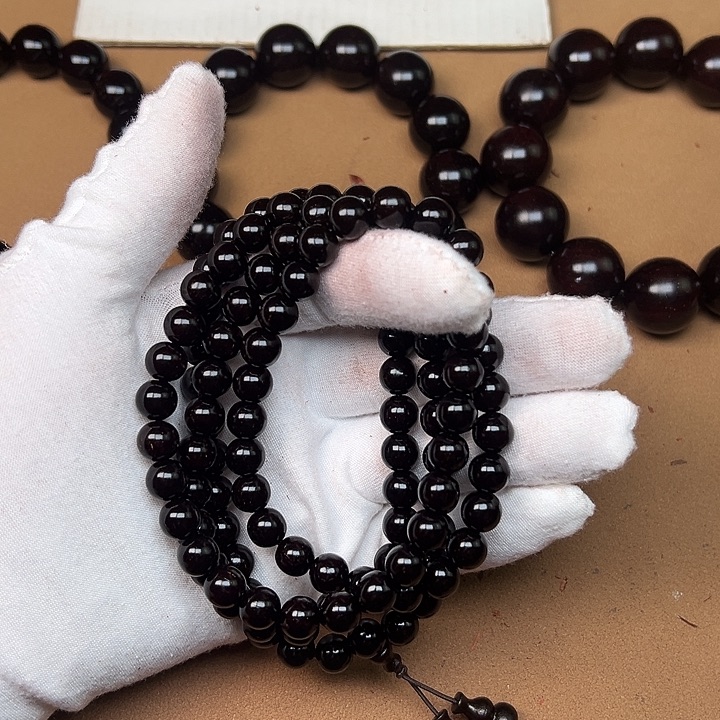 小叶紫檀手串/手链0.8*108 细金星