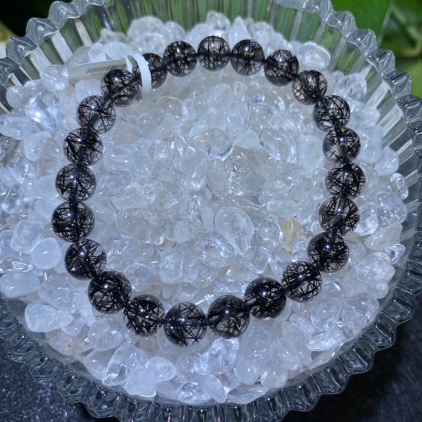 高品蕾丝网状黑发晶单圈8mm左右水晶手串