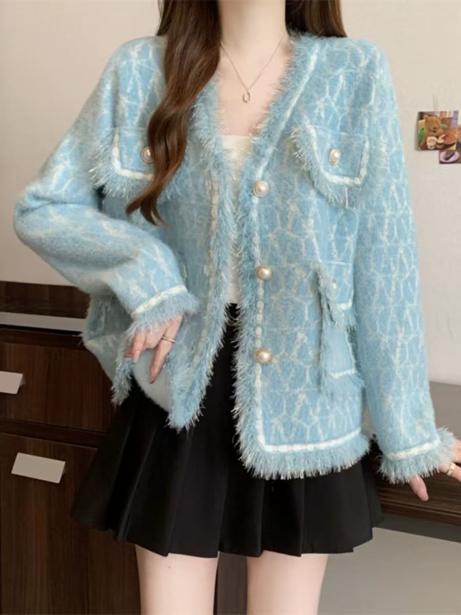 【B001-B010】气质女短款上衣短外套纯色设计感韩版V领袖型通勤