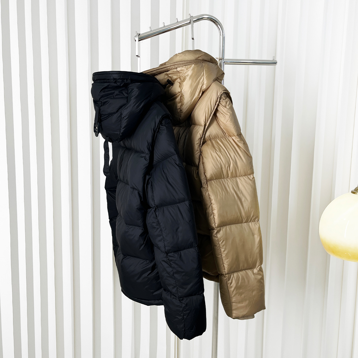 炬炬炬厚实绒面格纹帽里可拆卸袖子加厚羽绒服288